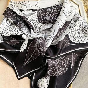 Silksilky Shadow Rose Silk Square Scarf